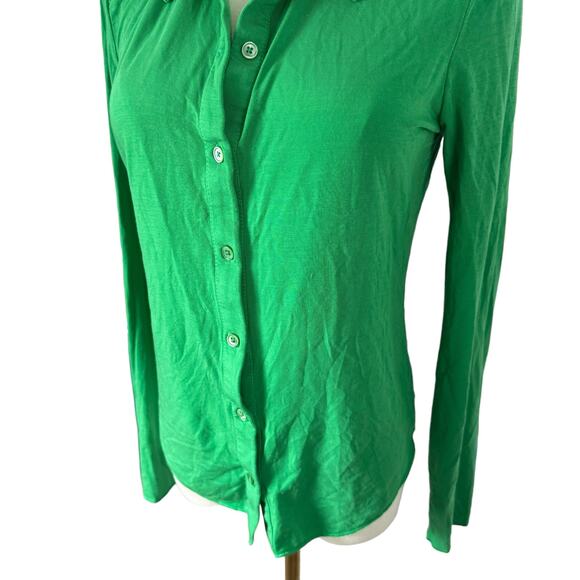 Wilfred Aritzia Pose Green Button-Up Shirt Tencel Lyocell Demure Bold Maximalist - Picture 4 of 13